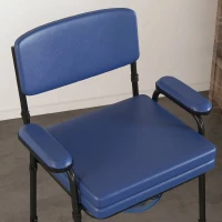 HOMCOM Scaun Confortabil 5 în 1 pentru Vârstnici și Persoane cu Dizabilități pentru WC și Duș, Înălțime Reglabilă și Găleată Detașabilă, Albastru(m-8)