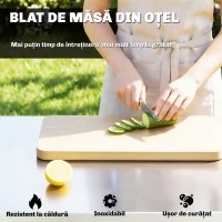 Outsunny Cărucior pentru Grătar de Exterior cu Blat din Oțel Inoxidabil, Cârlige și Mâner Lateral, Negru(m-4)