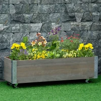 Outsunny Jardinière sur roulettes - jardinière rectangulaire - Inserts d'irrigation, Feutre de Drainage gris(m-10)