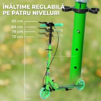 AIYAPLAY Trotinetă pentru Copii 3-8 Ani cu Roți Luminoase, Verde(m-4)