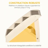PawHut Escalier pour Chien Pliant à 4 Marches Antidérapantes, Escalier pour Animaux en Plastique, 62 x 38 x 49,5 cm, Beige(m-6)