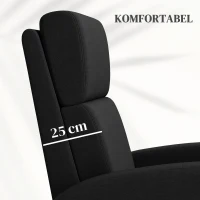 HOMCOM Relaxsessel, Fernsehsessel mit Liegefunktion, gepolstert, mit verstellbarer Rückenlehne, Fußteil, Schwarz(m-6)