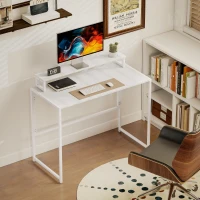 HOMCOM Bureau d'ordinateur pliable avec support d'écran, pour chambre, petits espaces, 100 x 48 x 87,5 cm, blanc(m-10)