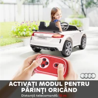 HOMCOM Mașină Electrică pentru Copii 3-5 Ani AUDI TT cu Telecomandă, Portiere care se Deschid și Faruri LED, Alb(m-5)