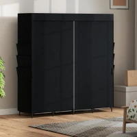 HOMCOM Dulap Textil Compact cu 5 Bare, 4 Rafturi, 6 Buzunare Laterale, Uși Antipraf cu Fermoar, Negru(m-9)