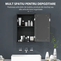 kleankin Dulap de Baie Suspendat cu Oglindă și Ușă cu Închidere Magnetică, 41x14x60 cm, Negru(m-5)