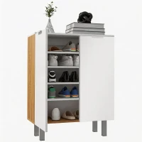 HOMCOM Dulap Modern pentru Pantofi, 15-20 Perechi, 5 Rafturi și Închidere Silențioasă, Alb Lucios(m-15)
