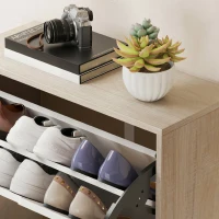 HOMCOM Dulap Subțire pentru Pantofi cu 4 Sertare pentru 20 de Perechi de Pantofi 62.5x26x156 cm, Culoare Lemn și Alb(m-13)