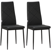 HOMCOM Set de 2 Scaune de Sufragerie Moderne cu Spătar Înalt din Piele Ecologică și Oțel, 41x50x97 cm, Negru