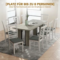 HOMCOM Masă de Dining în Stil Industrial pentru maximum 8 persoane, din lemn și oțel, 180x80x75 cm, gri(m-4)