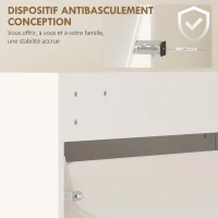 HOMCOM Meuble à chaussures 9 paires, armoire à chaussures étroite, 3 tiroirs rabattables et portes miroirs, 65x17x114,5cm blanc(m-7)