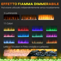 HOMCOM Caminetto Elettrico a 10 Colori con Spegnimento Automatico e Timer da 12h, 61x28x66.5 cm, Bianco(m-3)