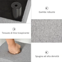 HOMCOM Pouf Poggiapiedi in Tessuto Effetto Lino Imbottito, 40x30x24cm, Grigio(m-6)