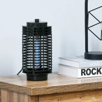 Outsunny Lampe anti-moustique, électrique anti-moustique extérieur intérieur, LED 3 W, tue-mouche électrique avec crochet d'attache, piège à moustique, lampe anti-mouche, noir(m-9)