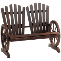Outsunny Banc Jardin 2 Places Bois Style Adirondack