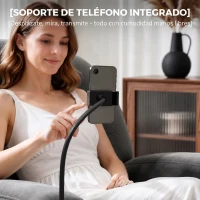 HOMCOM Sillón Relax Reclinable 3 en 1 con Función Mecedora Giratorio 360° Soporte para Teléfono Asiento Amplio Gris(m-4)