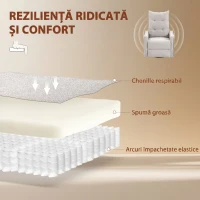 HOMCOM Fotoliu Masaj Reclinabil cu Încălzire Rotativ din Chenille cu Suport pentru Picioare și Telecomandă, Gri Deschis(m-7)