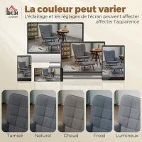 HOMCOM Fauteuil à bascule avec repose-pieds, rocking chair, assise large, dossier haut, coussin inclus, 64 x 89 x 90 cm, gris(m-7)