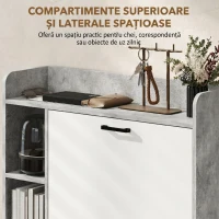HOMCOM Scarpieră Slim cu 2 Sertare Rabatabile și 3 Compartimente Deschise, Capacitate 15 Pantofi, 83x24x90.5 cm, Gri(m-6)