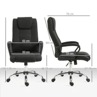 Vinsetto Scaun de Birou Ergonomic, Basculant și Căptușit, cu Înălțime Reglabilă, 62 x 76 x 110-119 cm, Negru(m-3)