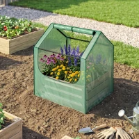 Outsunny 61 x 61cm Garden Planter Bed, with Cover - Green and Silver(m-9)