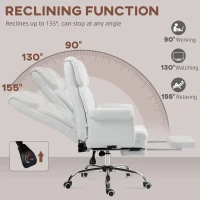 HOMCOM Ergonomic Office Chair, height-adjustable 48-56 cm, reclining backrest, footrest, White(m-6)