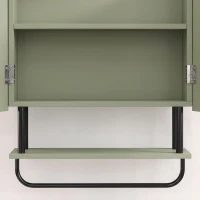 HOMCOM Bathroom Wall Cabinet Modern Space Saver Wall Mounted Cabinet Doors Storage Green(m-13)