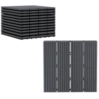 Outsunny Set 11 Piastrelle per Esterni ad Incastro Antiscivolo in HDPE Riciclato, 30x30x2.2 cm, Grigio(m-1)