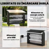 Outsunny Lampă Anti-țânțari cu Plasă de Protecție 45x18x90 cm, Neagră(m-4)