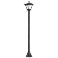 Outsunny Lampada da Giardino a LED a Energia Solare Impermeabile IP44, 15x15x177 cm, Nero(m-11)