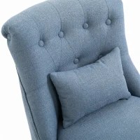 HOMCOM Fotoliu pentru Living Tapițat cu Pernă, din Material Textil cu Efect de In și Lemn, 52,5x69x77 cm, Albastru(m-7)