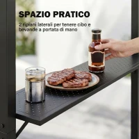 Outsunny Gazebo da Giardino per Barbecue BBQ con Tetto in PC e Mensole Laterali, 246x149x230cm, Nero(m-5)