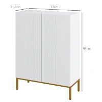 HOMCOM Sapateira de 5 Níveis com Portas e Prateleiras Ajustáveis para 15-20 Pares 72x31,5x95 cm Branco(m-3)