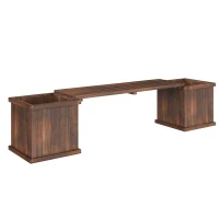 Outsunny Wooden Garden Planter & Bench Combination Garden Raised Bed Patio Park Carbonised Finish 176 x 38 x 40 cm(m-1)