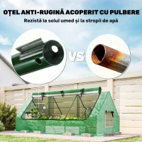 Outsunny Seră Mică cu 2 Ferestre Laterale și Fereastră Centrală, din Oțel, PE și PP, 240x90x90 cm, Verde(m-7)