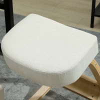Vinsetto Kniestuhl, ergonomischer Sitzhocker, Polsterhocker für gesunde Sitzhaltung, Birkenholz, 120 kg belastbar, Cremeweiß(m-9)