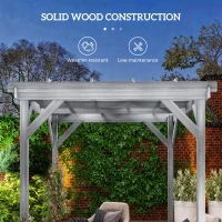 Outsunny 2 x 2m Wooden Pergola Kit, Decorative Garden Gazebo Shelter with Stable Structure for Climbing Vines, Flowers, Grey(m-4)
