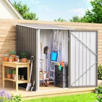 Outsunny Casetta Porta Attrezzi 0.92m² in Acciaio Zincato con Tetto Inclinato e Serratura, 100x103x160 cm, Marrone(m-2)