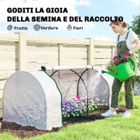 Outsunny Serra da giardino a Tunnel in Acciaio e con Copertura in PVC, 200x100x80 cm, Bianco(m-7)