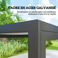 Outsunny Salon de Jardin Extérieur pour 6 Personnes, Table de Patio Effet Bois et Chaises avec Assise en Maille Respirante, Cadre en Acier Galvanisé, Noir(m-7)
