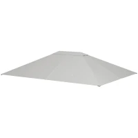Outsunny Tetto di Ricambio 4x3 m per Gazebo Anti UV in Poliestere con Presa d'Aria, Grigio Chiaro(m-11)