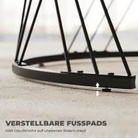 HOMCOM Couchtische im 2er-Set, Marmoroptik, Spanplatte, Metall, runde Kaffeetische für Wohnzimmer, ineinanderstellbar Grau+Weiß(m-6)