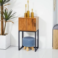 HOMCOM Konsolentisch im Industiriedesign, Beistelltisch, Sideboard, 1 Schrank, Naturholz + Schwarz(m-10)