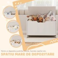 AIYAPLAY Ladă din Lemn pentru Jucării în Formă de Ursuleț, Capacitate 20 kg, 60x38x48 cm, Alb(m-6)