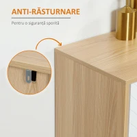 HOMCOM Dulap de Depozitare cu 2 Dulăpioare cu Rafturi Reglabile, din Lemn de Pin, 120x35x77,4 cm, Culoare Lemn și Alb(m-7)