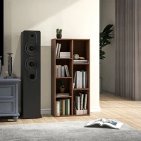 HOMCOM Bibliotecă modulară din lemn cu 7 rafturi de dimensiuni diferite, 50x24x106 cm, culoare nuc(m-2)