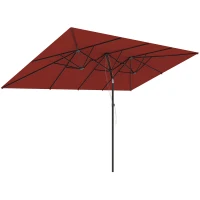 Outsunny Großer Sonnensschirm, höhenverstellbar, neigbar, 150x295x170-214 cm, Weinrot(m-12)