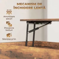 HOMCOM Masă de Cafea Ridicabilă cu Compartiment Ascuns și Raft Inferior în Stil Industrial, Maro(m-5)