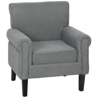 HOMCOM Poltrona Estofada em Tecido Poltrona Relax com Apoio para os Braços Assento Amovível e Lavável Pés de Madeira 79x78x87 cm Cinza Escuro