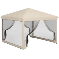 Outsunny Tonnelle Barnum Pliant Pop-up imperméabilisé Style Colonial 3L x 3l x 2,65H m 4 moustiquaires + Sac de Transport(m-1)